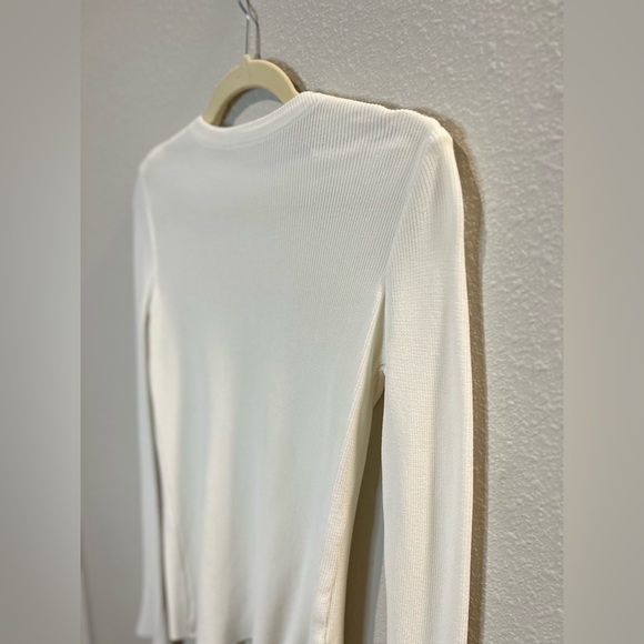 Ribbed Ivory/White Gold Zipper Top Size Small - Picture 10 of 10